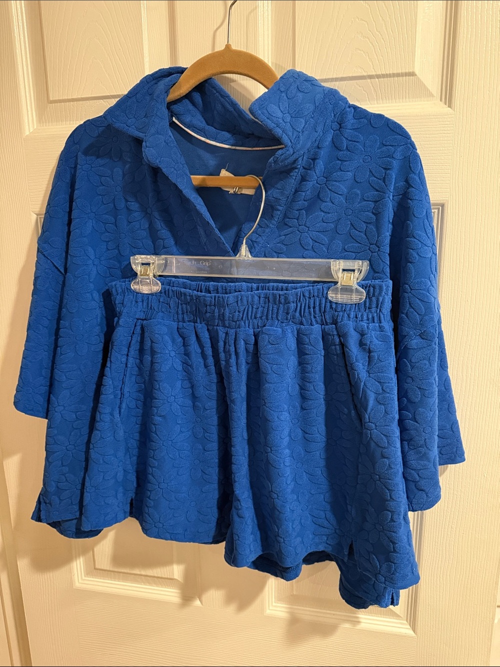 Umgee Royal Blue Floral Textured Shorts Set